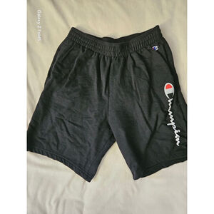Boys Champion Black Logo Athletic Shorts L